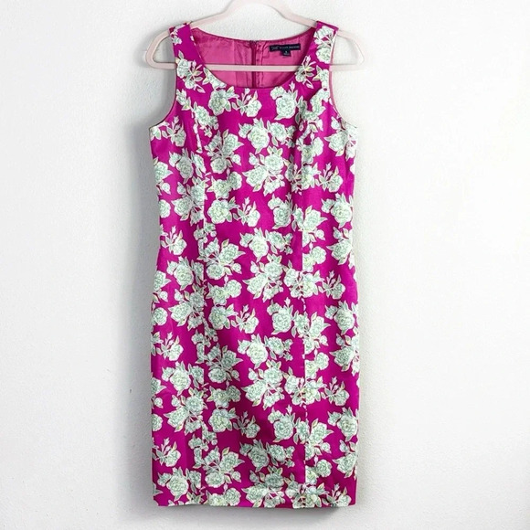 Brooks Brothers 346 Sleeveless Cotton Floral Shift Dress Pink Green size 8 - Picture 2 of 13
